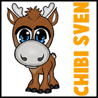 How to Draw Baby Chibi Sven from Frozen in Easy Steps Drawing Tutorial