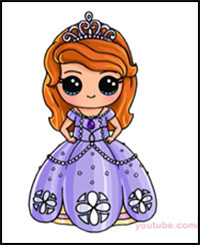 How to Draw Sofia the First Step by Step Chibi Disney Princess Cute