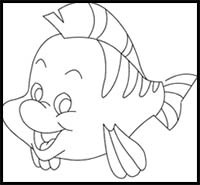 How to Draw Flounder from The Little Mermaid