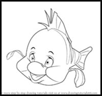 How to Draw Flounder from The Little Mermaid