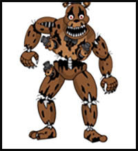 How to Draw Nightmare Freddy | Five Nights at Freddy's