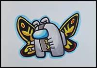 How to Draw AMONG US MOTHRA SKIN!!!