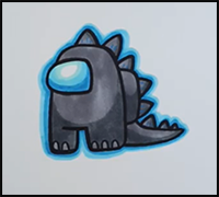 How to Draw AMONG US GODZILLA SKIN!!!