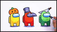 How to Draw AMONG US Game Skins Halloween