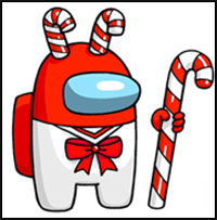 How to Draw AMONG US Candy Cane | Christmas