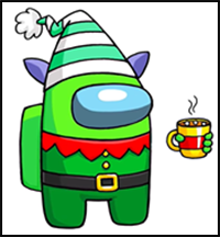 How to Draw AMONG US Christmas Elf | Christmas
