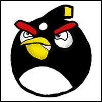 How to Draw the Black Bomb Bird from Angry Birds