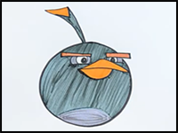 How to Draw Bomb from Angry Birds