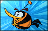 How to Draw Atomic Orange Angry Bird - Angry Birds Space