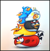 How to Draw Angry Birds Group