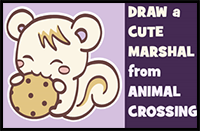 Learn How to Draw Marshal the Squirrel from Animal Crossing New Leaf (Cute, Kawaii, Chibi) Easy Step by Step Tutorial
