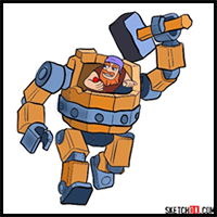 How to Draw Battle Machine from Clash of Clans