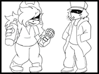 How to Draw Annie & Garcello | Step by Step | Friday Night Funkin'