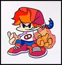 How to Draw FNF MOD character - BF Fire Fight
