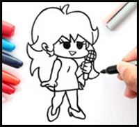 Drawing GIRLFRIEND Friday Night Funkin' (Step by Step)