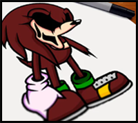 How to Draw Knuckles - FNF MOD Sonic EXE V2.0 - Step by Step