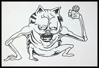 How to Draw FNF MOD Character - Gorefield Easy Step by Step