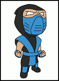 How to Draw Chibi Sub Zero from Mortal Kombat