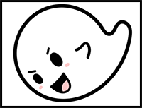 How to Draw Boo from Super Mario Bros (Kawaii / Chibi Style) - Step-by-Step Drawing Tutorial for Kids