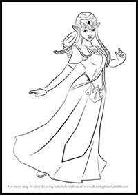 How to Draw Zelda from Super Smash Bros