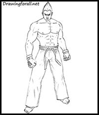 how to draw kazuya mishima