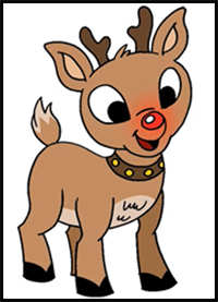 How to Draw Rudolph the Red Nosed Reindeer- Easy Art Lesson