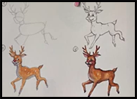 How to Draw Rudolph the Red Nosed Reindeer