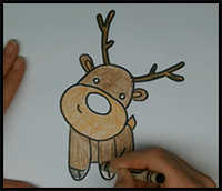 Drawing: How to Draw a Cute Cartoon Rudolph Reindeer Baby