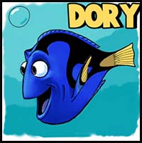 How to Draw Dory from Pixars Finding Nemo in Easy Steps Drawing Tutorial