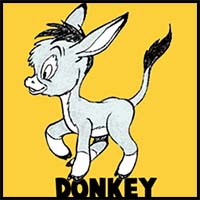 How to Draw Cartoon Donkeys or Mules in Easy Step by Step Drawing Tutorial