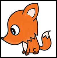 How to Draw a Cute Cartoon Fox from a Question Mark (Kawaii / Chibi) Easy Step by Step Drawing Tutorial for Kids