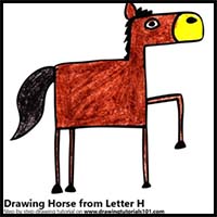 How to Draw a Horse from Letter H