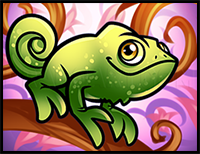 How to Draw a Cartoon Chameleon