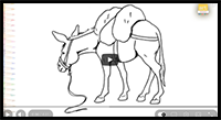 Donkey Carrying Heavy Luggage Drawing