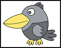 How to Draw a Crow for Kids