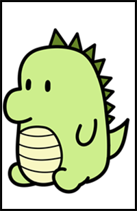 How to Draw a Cute Dinosaur (Kawaii / Chibi) Easy Step-by-Step Drawing Tutorial for Kids