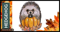 Draw a Cute Hedgehog with a Pumpkin (Easy Tutorial)
