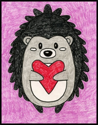Easy How to Draw a Hedgehog Tutorial and Hedgehog Coloring Page
