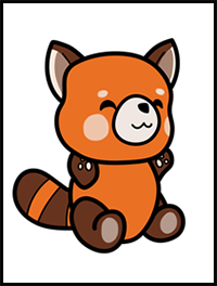 how to draw a cute kawaii chibi cartoon red panda simple steps drawing lesson