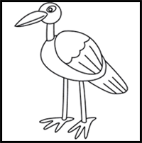 How to Draw a Simple Stork for Kids