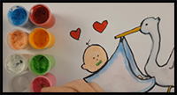 How to Draw a Stork Carrying a Baby