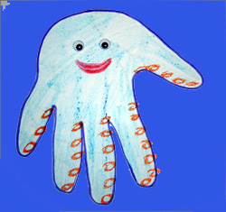 How to draw octopus with your handprint
