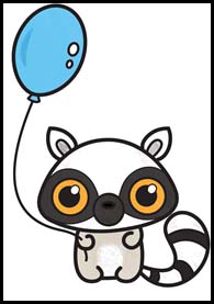 How to Draw a Cute Cartoon Lemur (Kawaii / Chibi) with Easy Step by Step Drawing Tutorial for Kids & Beginners