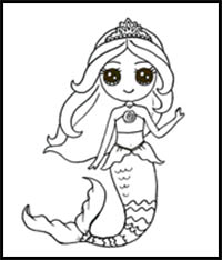 How to Draw Barbie Mermaid Chibi