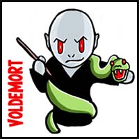 How to Draw Cute Chibi Voldemort from Harry Potter with Simple Steps