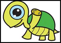 Learn How to Draw a Cute Cartoon Turtle Waving with Easy Step by Step Drawing Tutorial for Kids