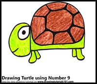 How to Draw a Turtle using Number 9