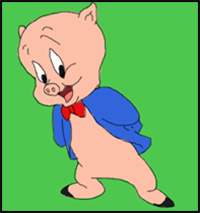 How to Draw Porky Pig from Looney Tunes