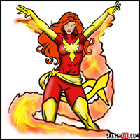 How to Draw Dark Phoenix from X-Men (Jean Grey)