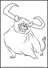 How to Draw Toro the Bull from Looney Tunes